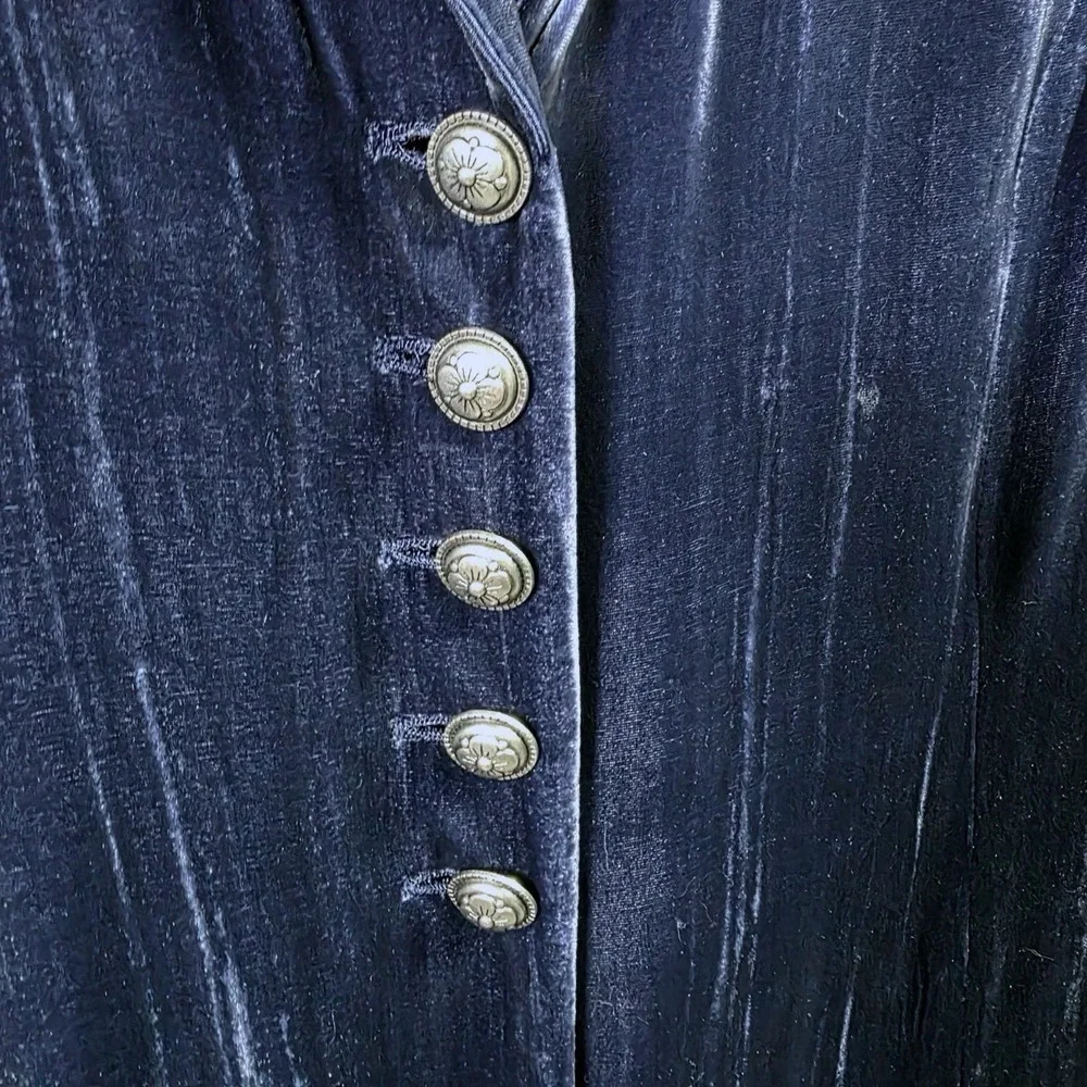 J Jill Navy Velvet Long Blazer Jacket XS Silk Blend